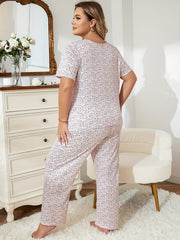 Allover Letter Print Tee & Pants Pajama Set for Women