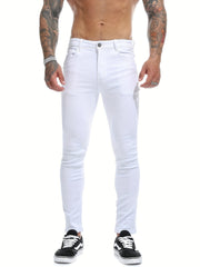 Men's Solid Slim Fit Pants Stretch Long Trousers