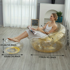 Yellow Transparent Inflatable Lazy Sofa Sequin Lounger