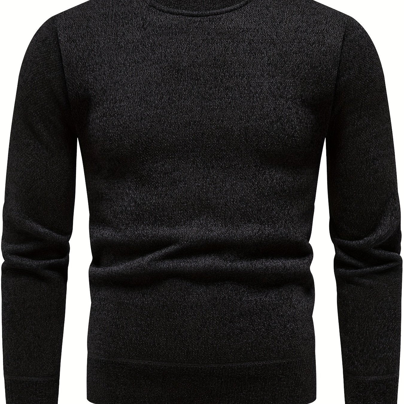 Knitted Solid Sweater Men's Crew Neck Pullover