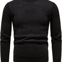 Knitted Solid Sweater Men's Crew Neck Pullover