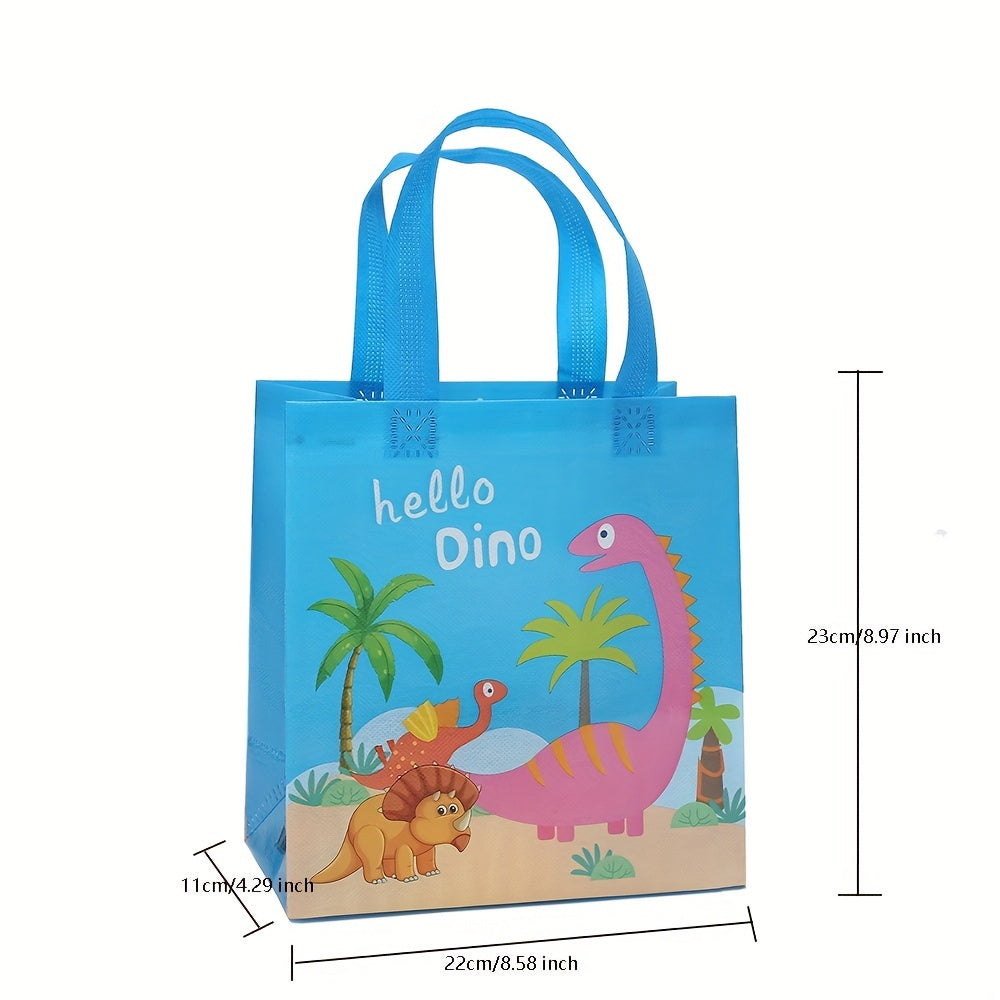 12pcs Dinosaur Gift Bags Dino Party Favor Bags Non Woven Treat Bags
