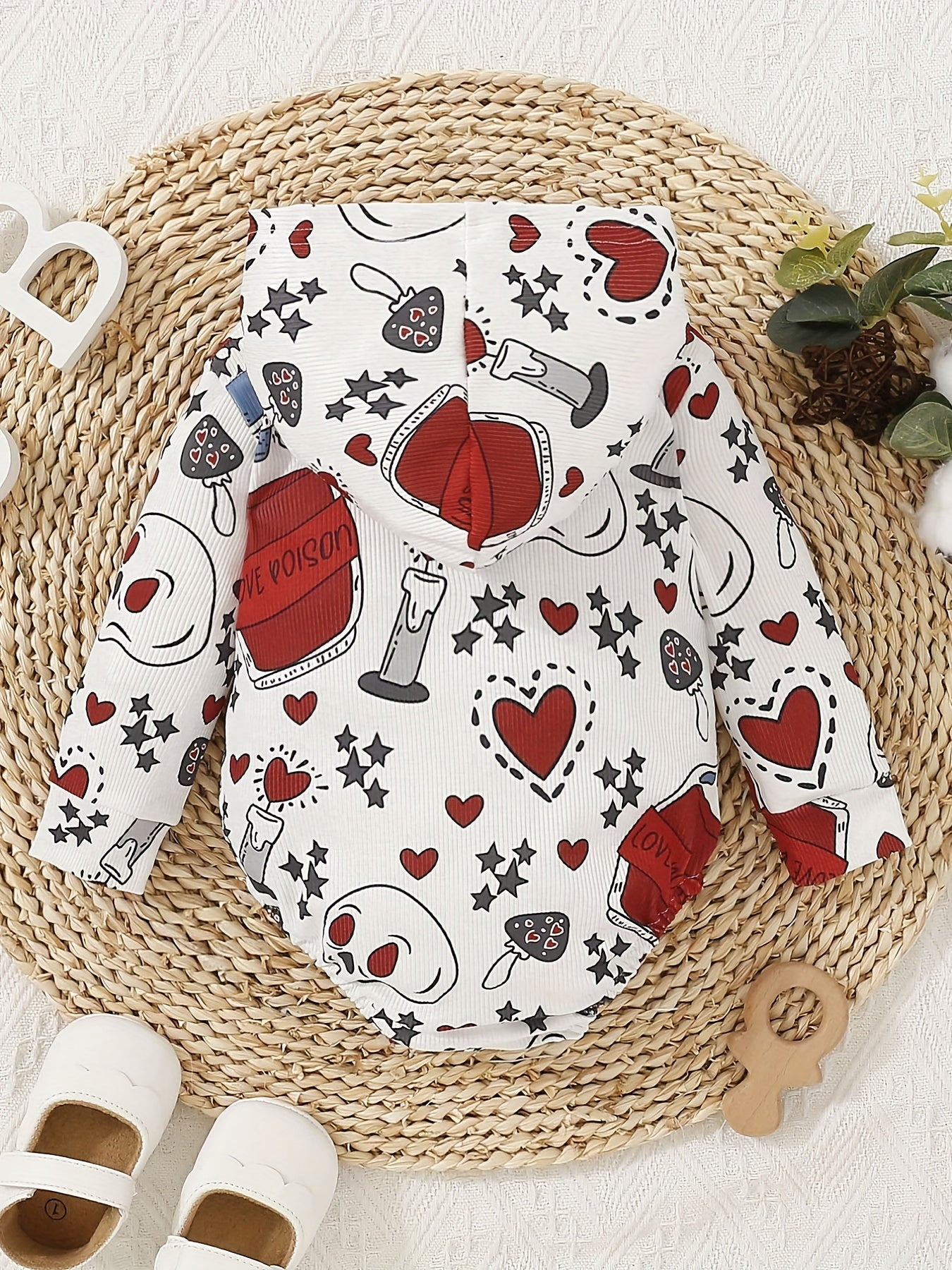 Halloween Skull Print Baby Hooded Sweatshirt Onesie