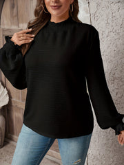 Shirred Neck Lantern Sleeve Top