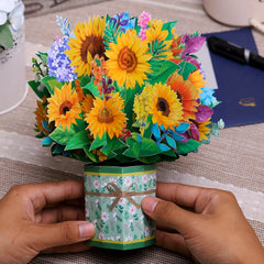 Pop Up Cards Sunflower Card 9 Inch Flower Bouquet Card Birthday Anniversary 3D