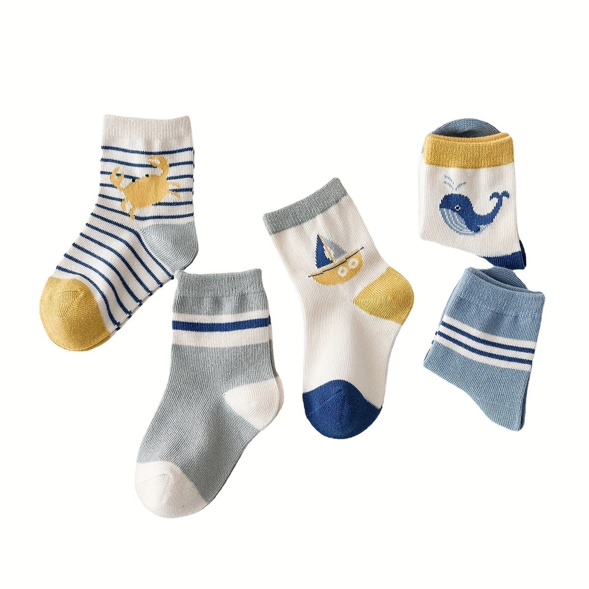5pairs Ocean Animal Pattern Socks for Babies Toddlers Children