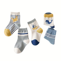 5pairs Ocean Animal Pattern Socks for Babies Toddlers Children