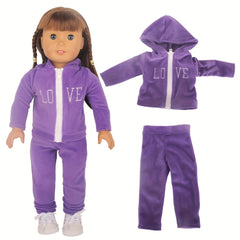 18" Doll Purple Casual Suit Winter Coat Pants Sports Clothes