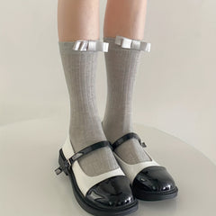 3 Pairs Ribbed Bow Decor Socks, Comfy & Breathable Mid Tube Stockings