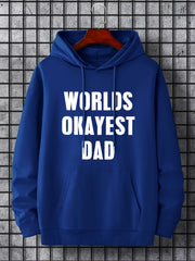 World's Okayest Dad Print Hoodie Casual Sweatshirt