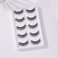5 Pairs Full Strip False Eyelashes Natural Long Cross False Lashes