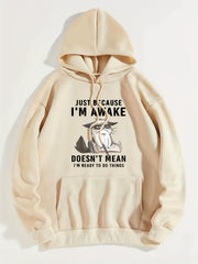 Graphic Print Kangaroo Pocket Hoodie Long Sleeve Hoodies