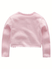 Baby Girls Floral Embroidery Knit Cardigan for Spring Autumn