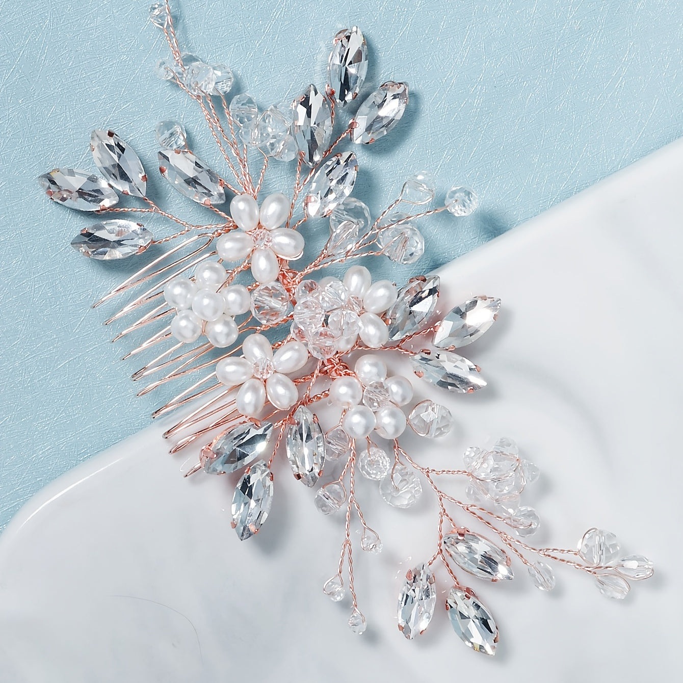 Wedding Hair Comb Crystal Rhinestone Pearl Hair Piece