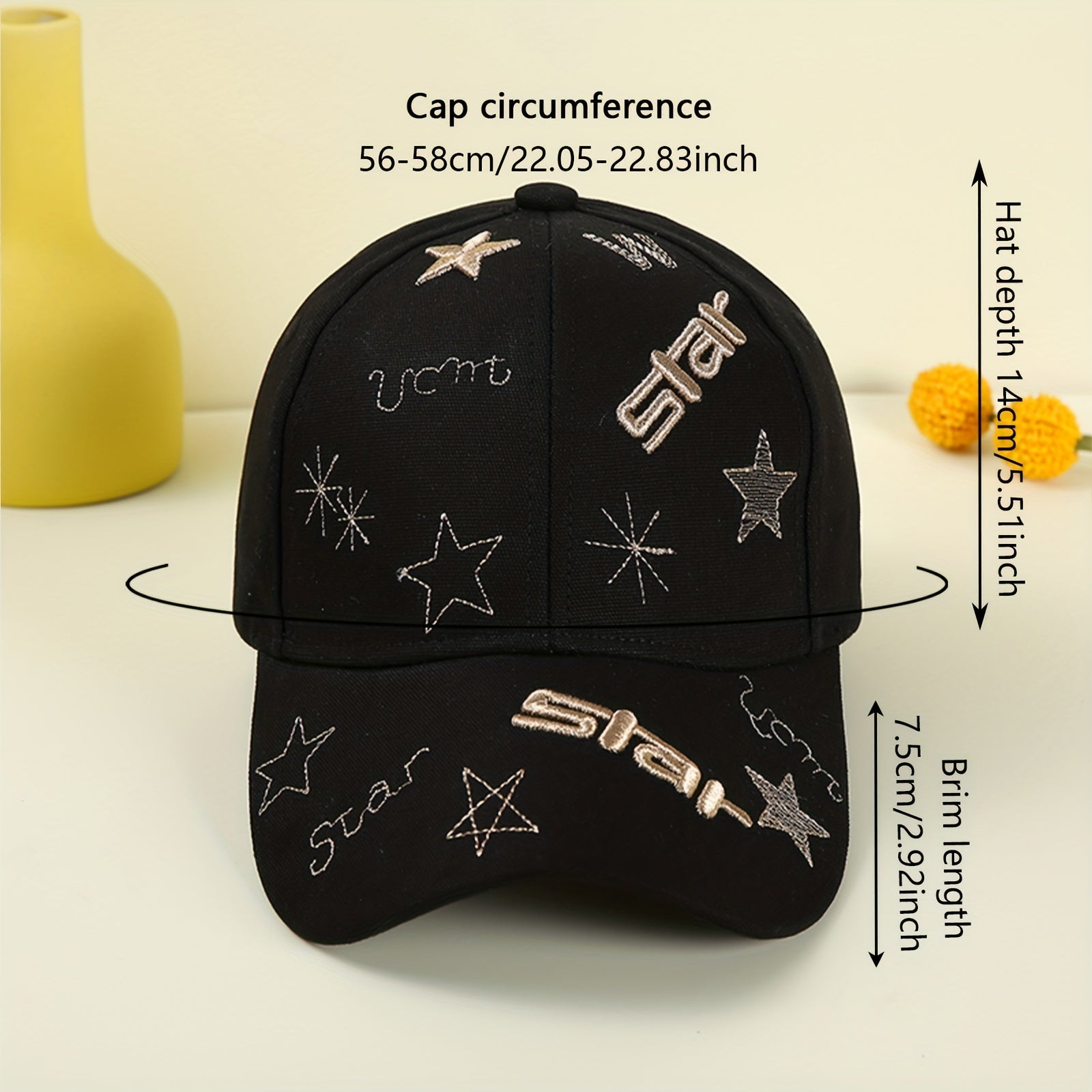 Star Embroidery Baseball Cap Adjustable Couple Dad Hats