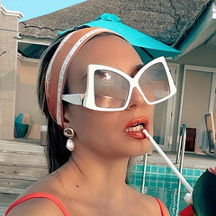 Y2K Oversized Cat Eye Sunglasses Gradient Lens UV400