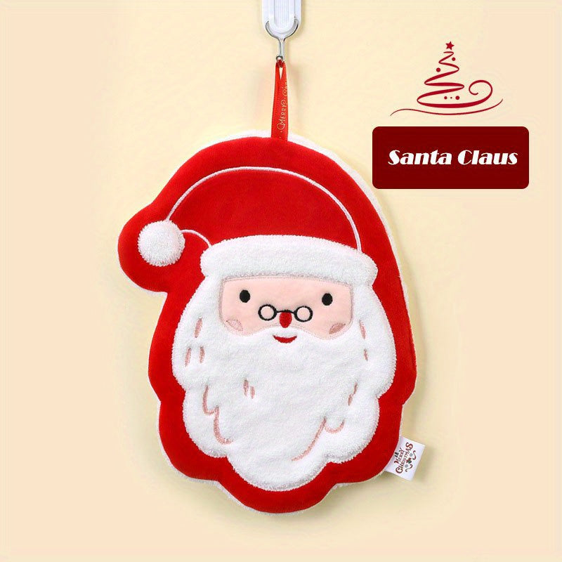 Christmas Pattern Hanging Towel Coral Fleece Quick-drying Soft Towel