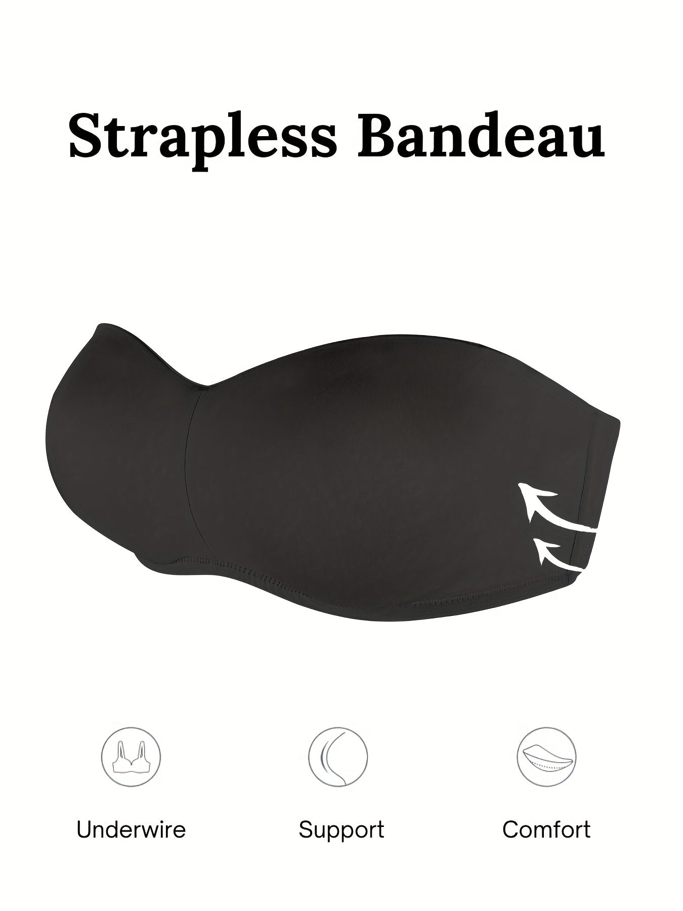 Strapless Underwire Bra w/ Removable Pads & Translucent Straps