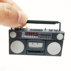 Mini Dollhouse Cassette Recorder Toy Gray Rubber with Accents 26cm H
