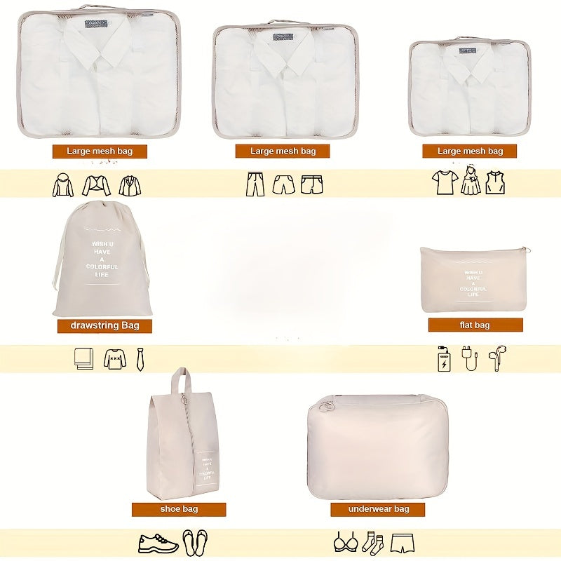 7 Pcs Travel Luggage Bags Lightweight Organizers