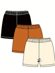 3pcs Baby Girl's Casual Elastic Waist Shorts Set For Summer
