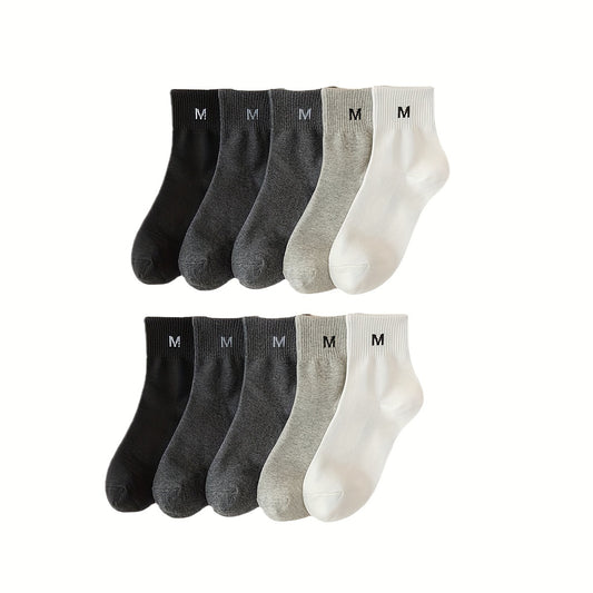 10 Pairs Letter Print Socks Soft Women's Mid Tube Stockings
