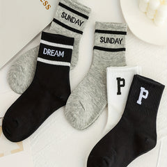 Boys Kids Letter P Print Socks Cotton Warm Crew Socks Children's Socks