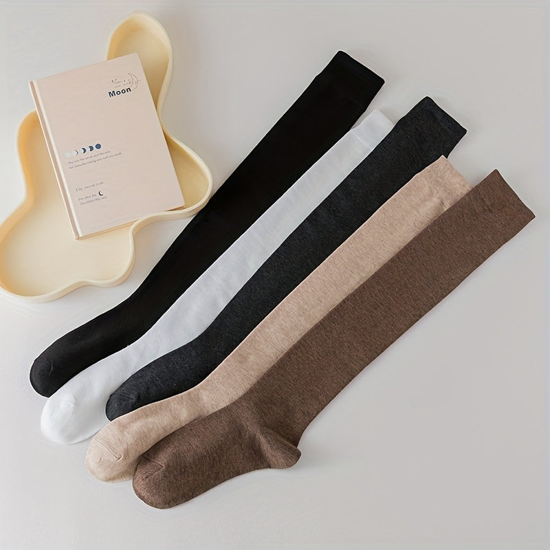 5 Pairs Boys Casual Over the Knee Socks for Spring Autumn