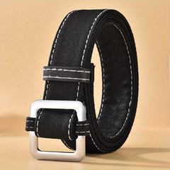 Square Buckle Casual Cloth Belt Solid Sports Belt Unisex