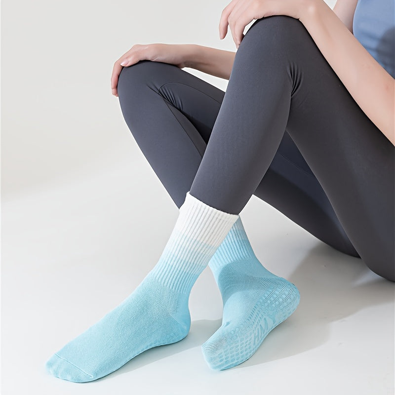 Non-slip Silicone Yoga Socks Ombre Winter Mid-tube Socks