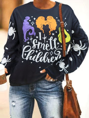 Halloween Graphic Print Sweatshirt Casual Crew Neck Long Sleeve Sweatshirt