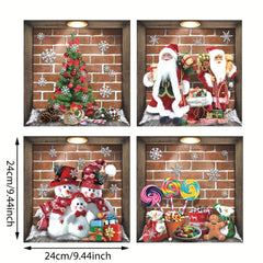 Christmas Wall Sticker Snowflake Santa Claus Tree Candy Party Window Sticker
