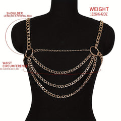 Men's Metal Harness Belt Hollow Chain Club Accessory