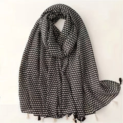 Leopard Print Tassel Scarf Gradient Houndstooth Pattern Shawl