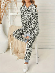 Leopard Hoodie & Joggers Two Piece Set