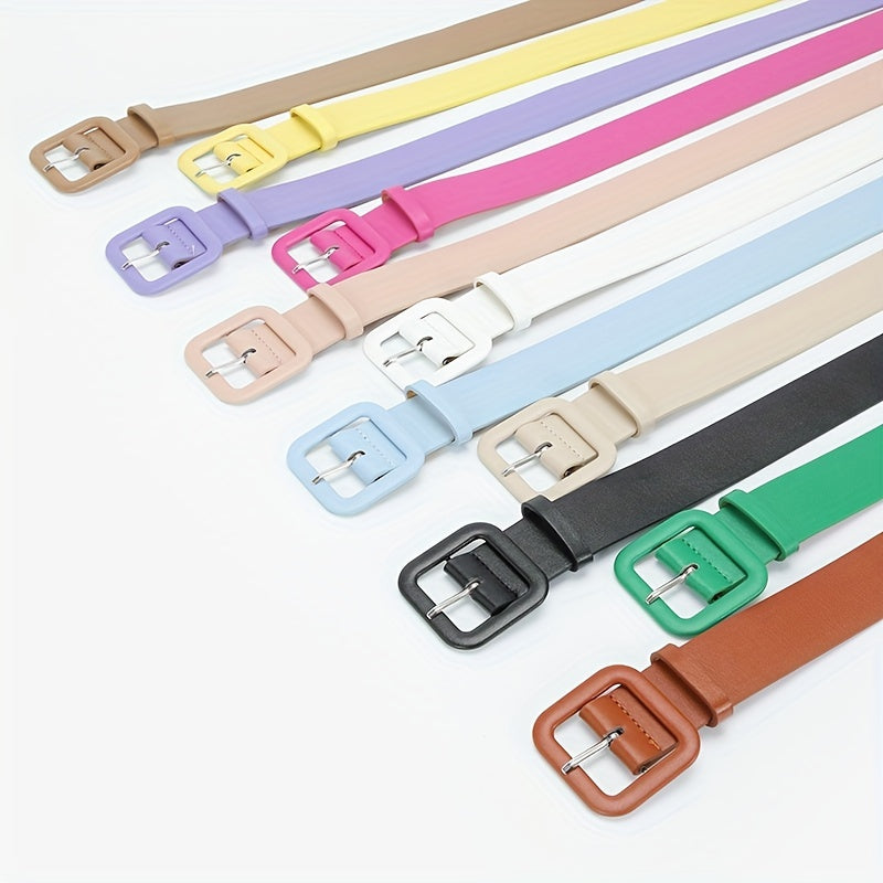 Stylish Square Buckle Candy Belt for Women