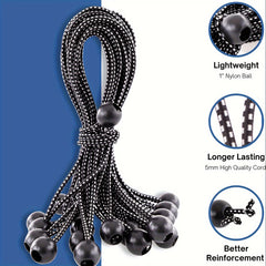 Heavy Duty Ball Bungee Cords 25pcs for Shelter Gazebo Camping Tent Cargo Yard