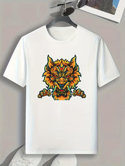 Angry Beast Pattern Print Men's Sports T-shirt Graphic Tee for Fitness