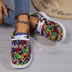 Women's Outdoor Flat Skateboard Shoes with Small Figure Pattern