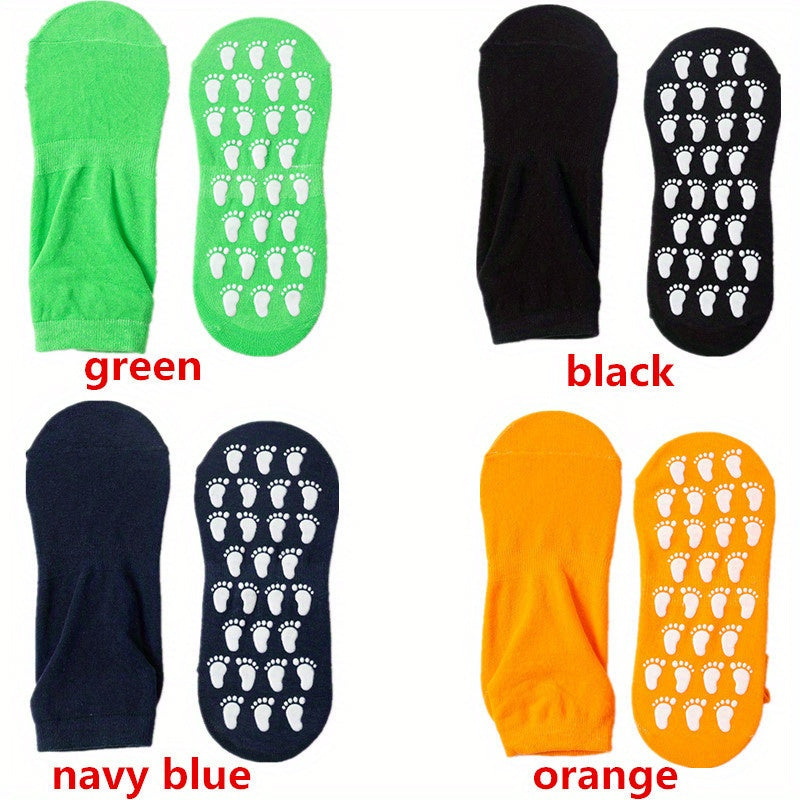 4 Pairs Women's Non slip Yoga Socks Breathable Medium Tube Dance Training Socks