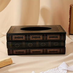 Wooden Painted Three fold Book Shaped Tissue Box