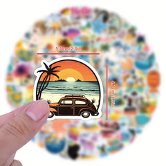 120pcs Hawaii Beach Surfing Stickers Vinyl Waterproof Pack