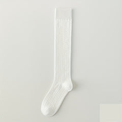 Solid Textured Calf Socks College Style Knee High Socks Women's Stocki