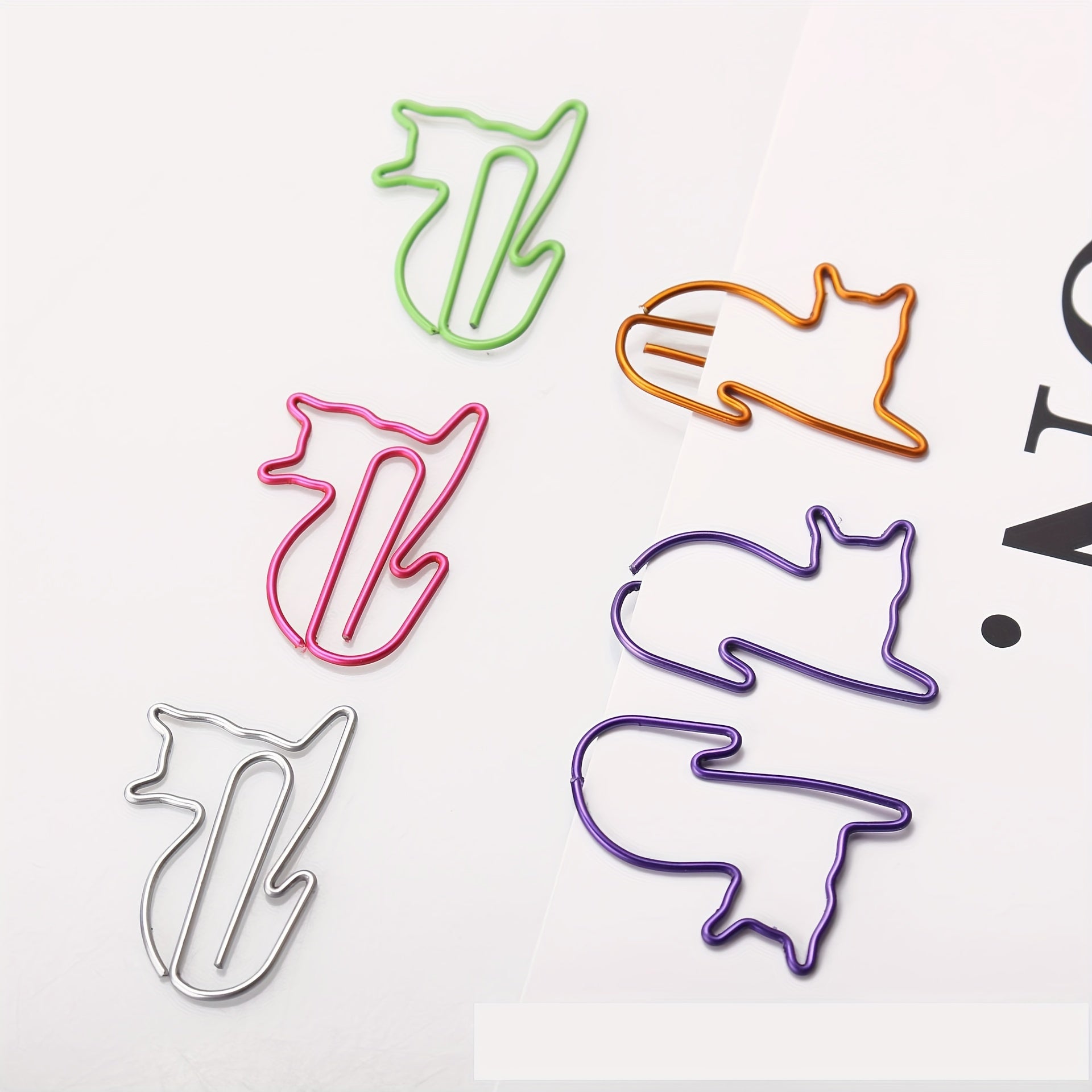 5pcs Colored Cat Paper Clip Animal Shaped Creative Curved Needle