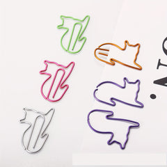 5pcs Colored Cat Paper Clip Animal Shaped Creative Curved Needle