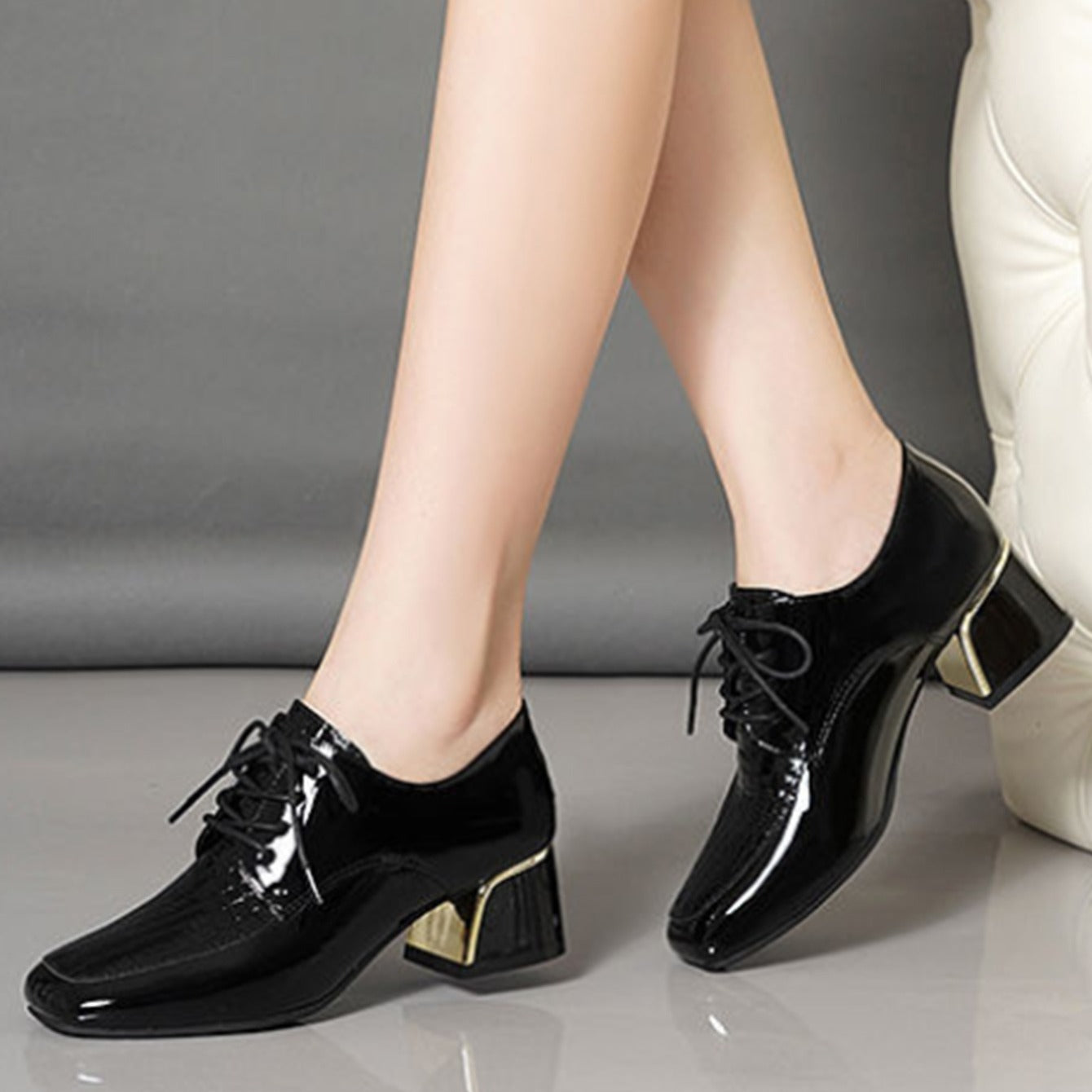 Chunky Heel Square Toe Pumps High Heel Shoes Women's Footwear
