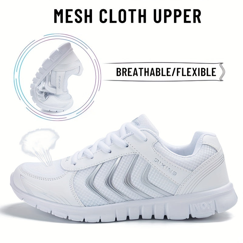 Women's Mesh Athletic Shoes Breathable Lightweight Lace Up Running Tennis Shoes