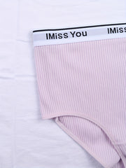 6 Pack Plus Size Panties Set Women's Plus Soft Contrast Letter