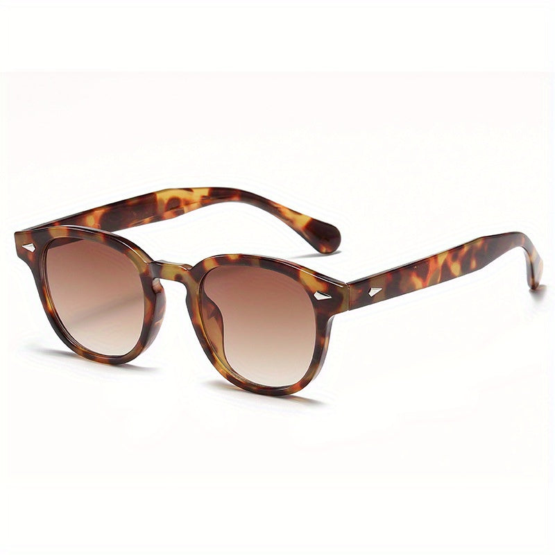 Men's Vintage Rivet Round Frame Sunglasses UV Protection