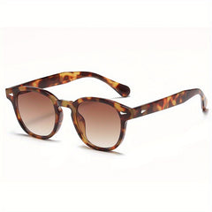 Men's Vintage Rivet Round Frame Sunglasses UV Protection